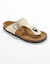 Leren teensandalen met verstelbare gesp (goudkleurig)