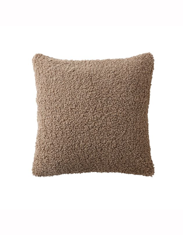 Vierkant of rechthoekig kussen - wollige sherpa lusjesstof (taupe)