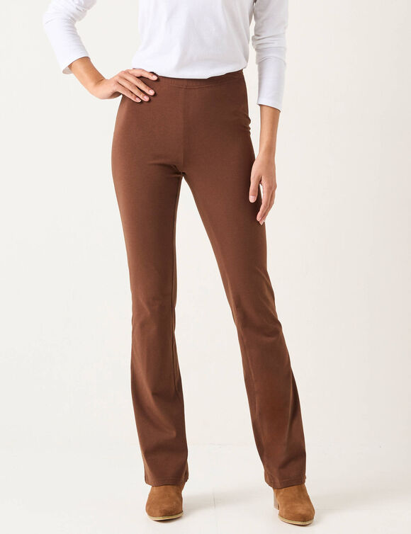 Legging bootcut uni, taille &eacute;lastiqu&eacute;e (chocolat)