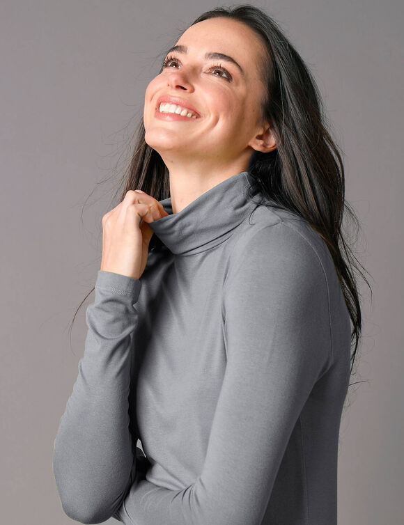 Sous-pull uni col roulé stretch (gris)