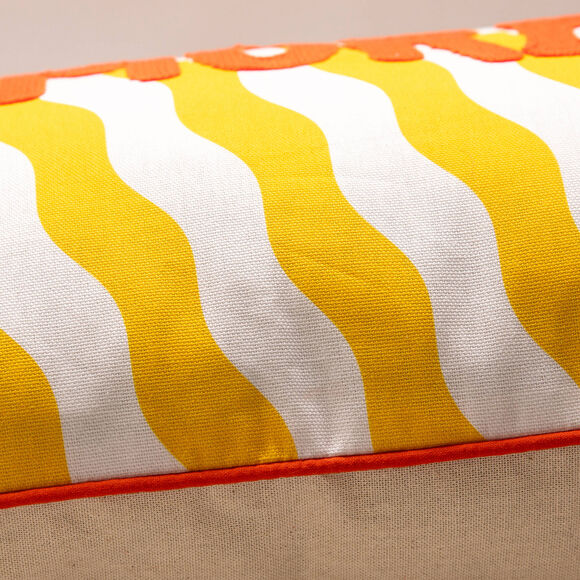 Coussin rectangulaire brod&eacute; Amore (jaune / blanc)
