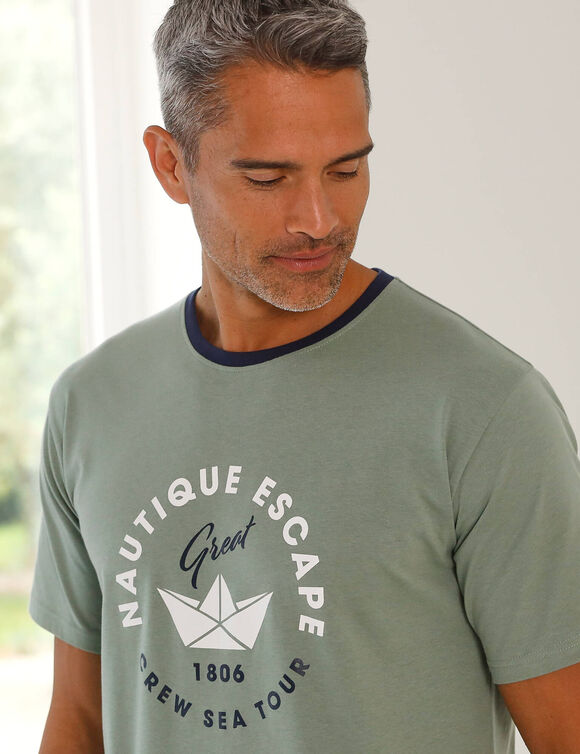T-shirt pyjama imprimé manches courtes (vert)