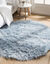 Rond tapijt met lange haren (gletsjerblauw)