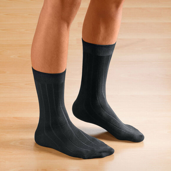 Mi-chaussettes non comprimantes - lot de 2 paires (noir + gris)