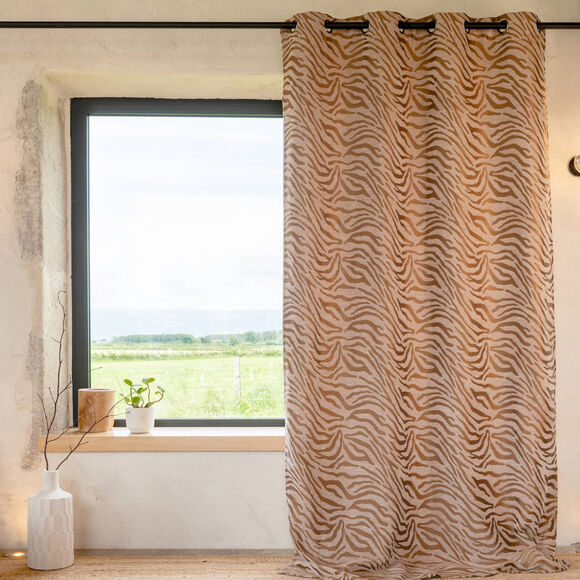 Jacquard-gordijn van chenille met zebraprint (oker)