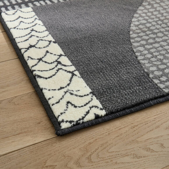 Tapis d&eacute;coratif motif g&eacute;om&eacute;trique (gris fonc&eacute;)