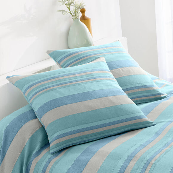 Plaid jeté multicolore coton tissage artisanal (céladon)