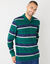 Gestreepte polo in piquétricot, lange mouwen (flessengroen)