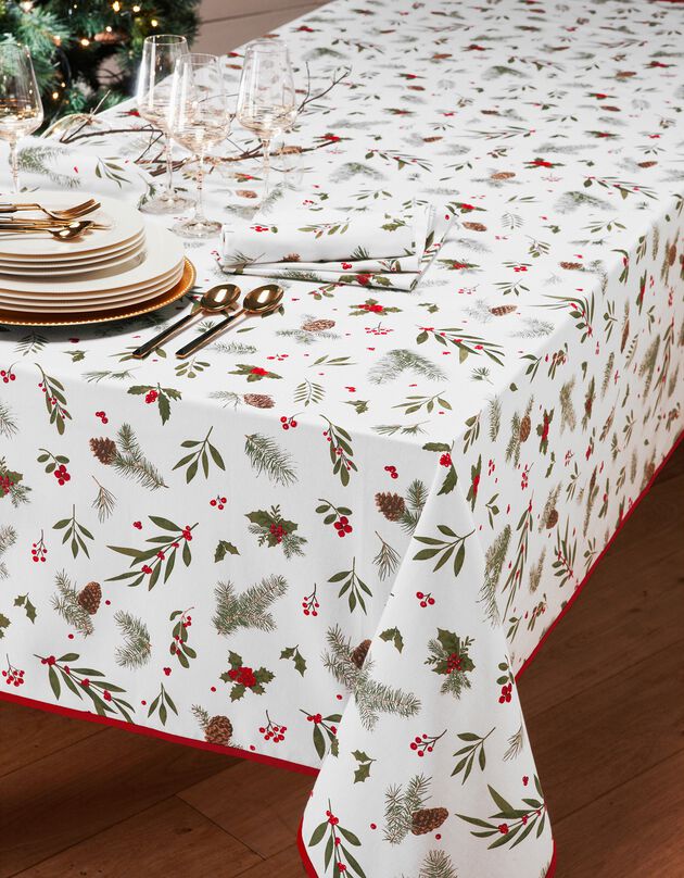 Nappe imprimée houx (blanc / rouge) Nappe imprimée houx (blanc / rouge)