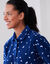 Peignoir in fleece met sterrenprint (marine)