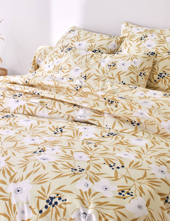 Linge de lit Anna en coton imprim&eacute; (beige)