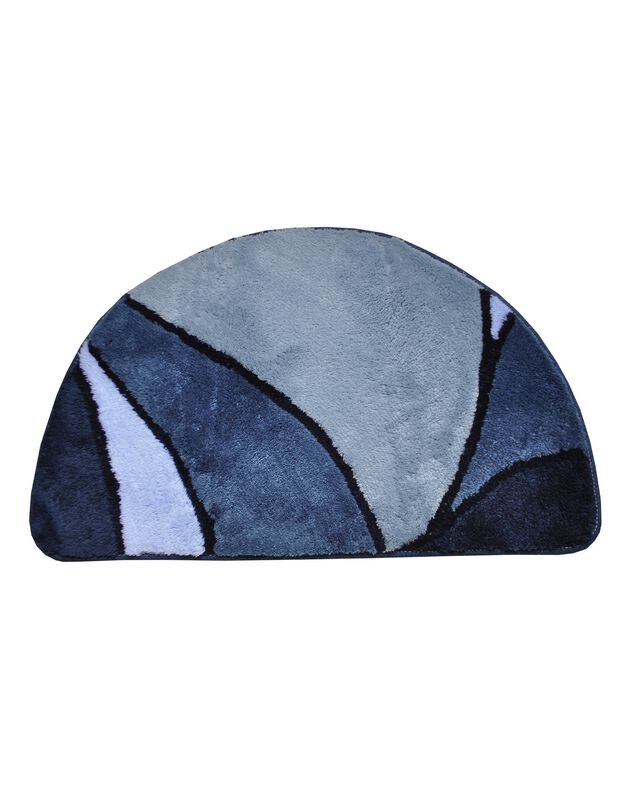Tapis de bain demi-lune motif minéral (bleu)