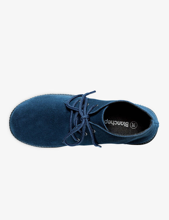 Splitleren bottines met veters (marine)