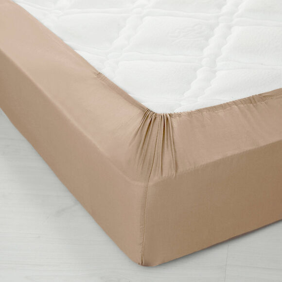 Drap-housse uni coton bonnet 32 cm (grège)