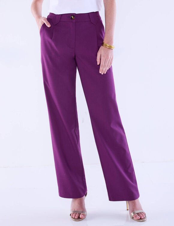 Pantalon droit large, uni (violet)