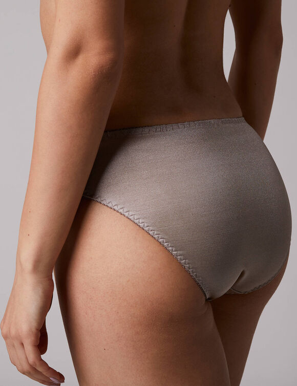 Slip in glanstricot en kant Salford - set van 2 (chocolade + taupe)