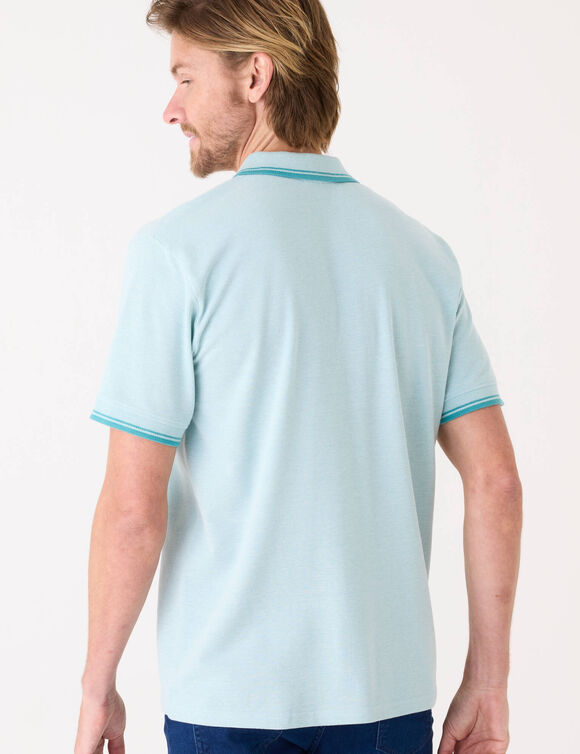 Polo moulin&eacute; maille piqu&eacute;e manches courtes  (c&eacute;ladon moulin&eacute;)