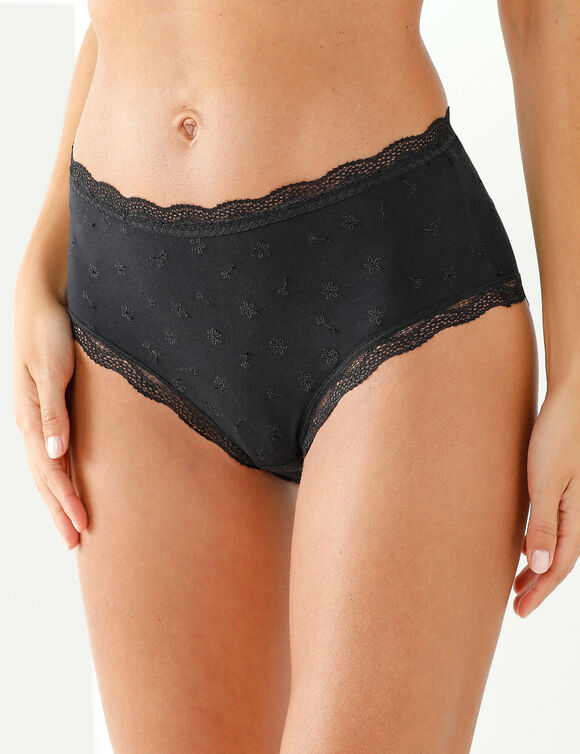 Maxislip met hoge taille in katoen en stretchkant - set van 3 (zwart)