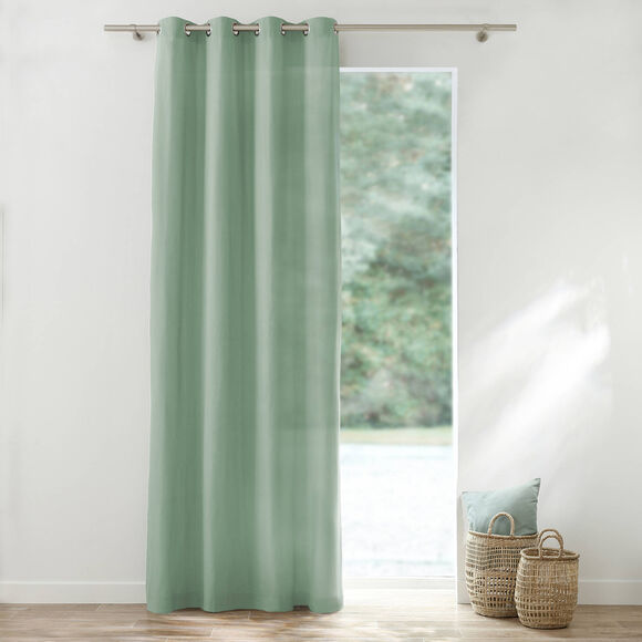Rideau bachette uni tamisant oeillets (vert amande)