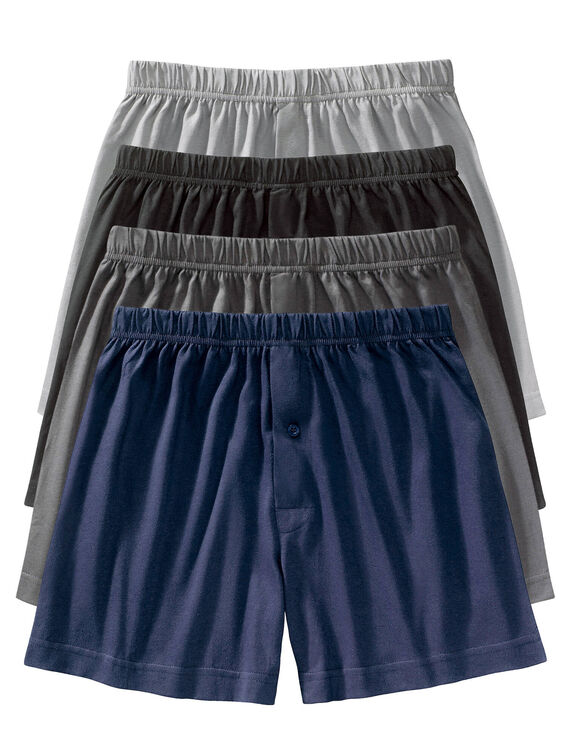 Ruime, open en effen boxershort - set van 4 (grijs + marine)
