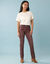 Rechte broek met uitsnijdingen, speciaal voor kleine maten (chocolade)