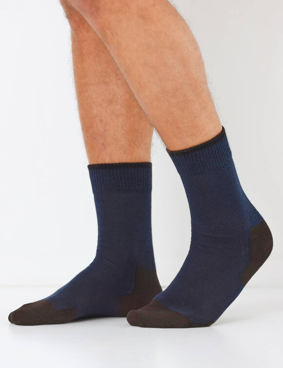 Halflange veiligheidssokken - set van 2 paar (marine / jeansblauw)
