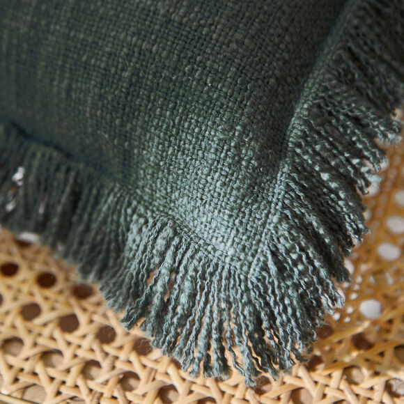 Coussin uni coton texturé (eucalyptus)