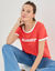 T-shirt manches courtes imprim&eacute; "Summer" (rouge / blanc)