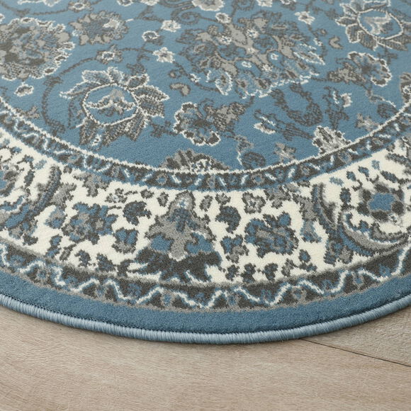 Tapis rond motifs perse (bleu gris&eacute;)