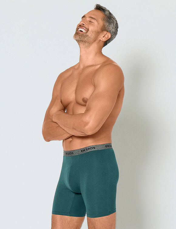 Boxer long coupe short - lot de 2 (bleu canard + bordeaux)