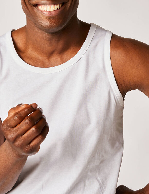 D&eacute;bardeur uni col rond (blanc)