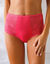 Omhullende slip met hoge taille in microvezel en kant - set van 2 (fuchsia + ivoorkleur)