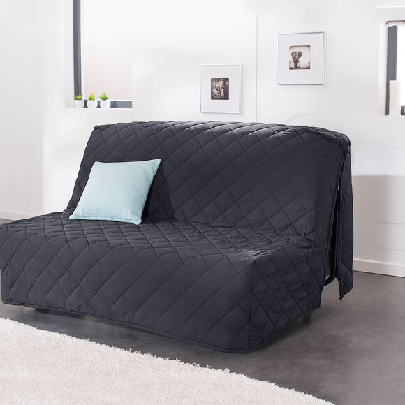 Housse canap&eacute; BZ coton bachette uni matelass&eacute; (gris anthracite)