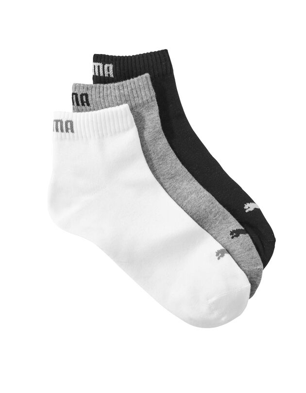 Sokken Quarter Puma® - set van 3 paar grijs, wit, zwart (grijs + wit + zwart)