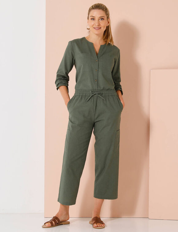Chemise unie, mélange coton-lin (bronze)