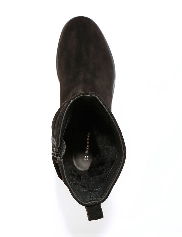 Bottes fourrées en cuir plissé  (noir)
