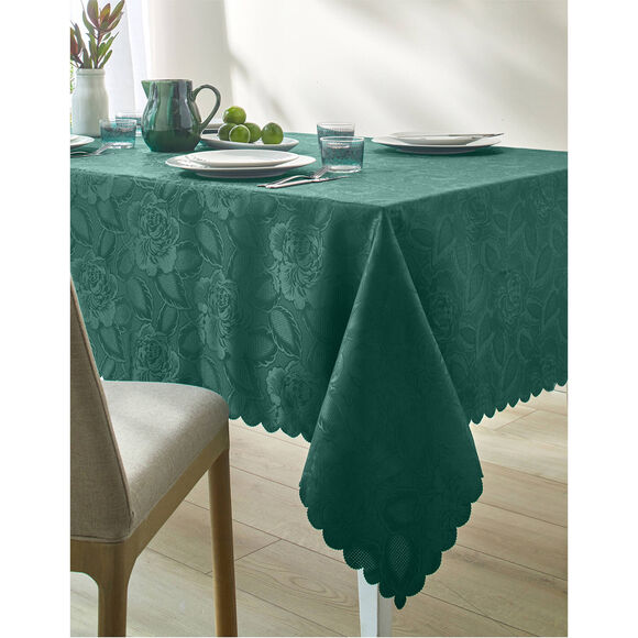 Jacquard tafellaken in damast (flessengroen)