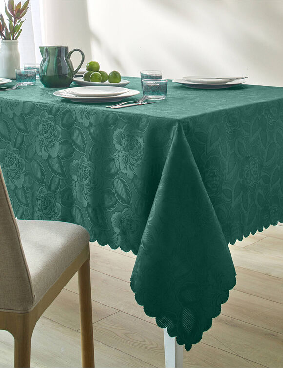 Nappe jacquard damass&eacute; (vert bouteille)