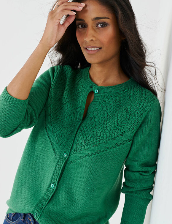 Vest met knopen in fantasietricot (groen)