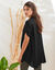 Effen tuniek met Tunesische hals en knopen (zwart)