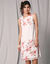 Robe courte sans manches voile base imprimée (ivoire)