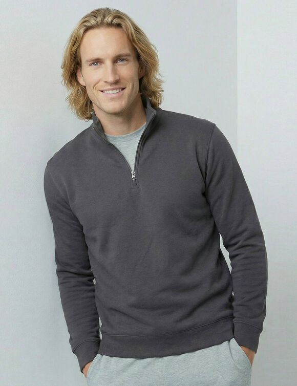 Sweat molleton col camionneur zipp&eacute; (anthracite chin&eacute;)