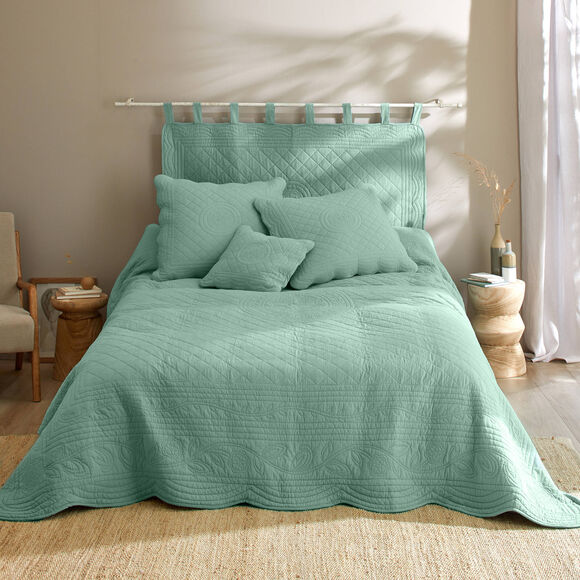 Couvre-lit uni style boutis Cassandre  (vert)