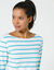 T-shirt in biokatoen(**) met lange mouwen en marinestrepen (wit / turkoois)
