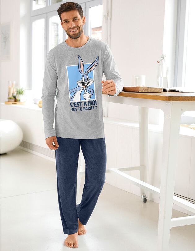Pyjama Bugs Bunny met lange mouwen (blauw / grijs)