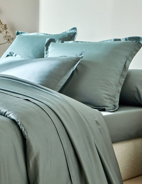 Linge de lit satin uni (vert gris&eacute;)