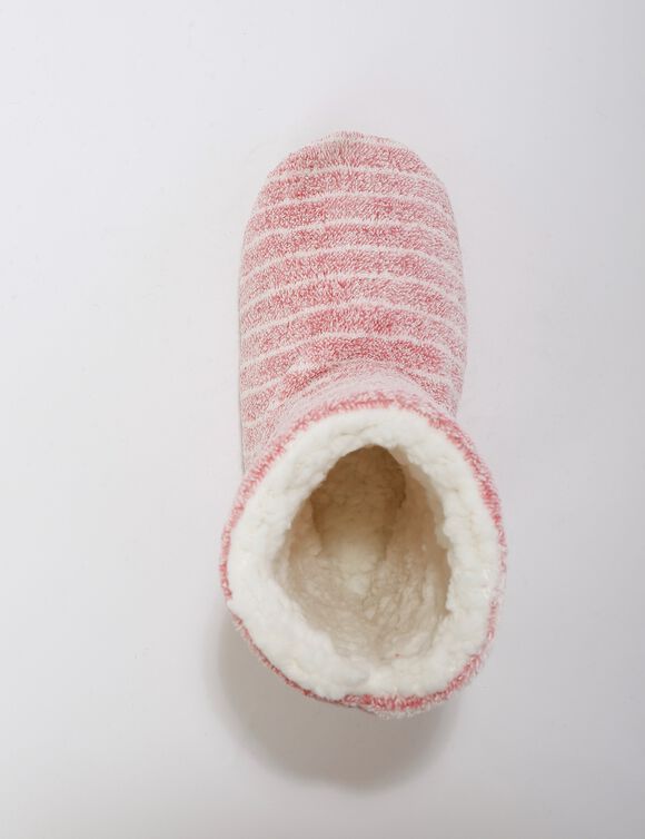 Chaussons bottillons souples fourrés en fausse fourrure - rayés (rose)