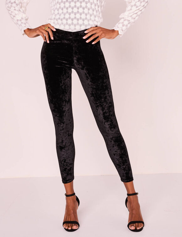 Legging van fluweel (zwart)
