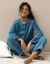 Pyjama met geknoopte jas met lange mouwen, fleece (pauwblauw)