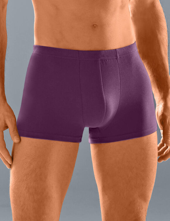 Boxer uni ceinture élastiquée recouverte - lot de 5 (gris + marine + parme)
